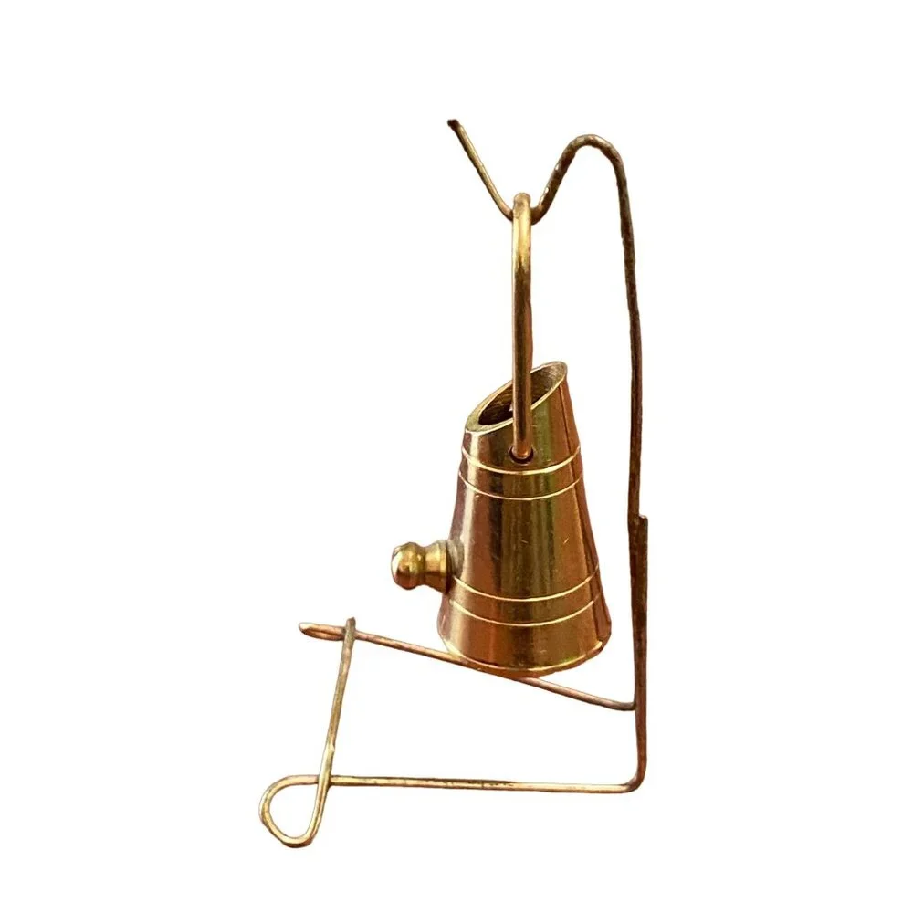 Vintage Miniature Pellet Scuttle with Stand Gold Tone Dollhouse Shadow Box Decor